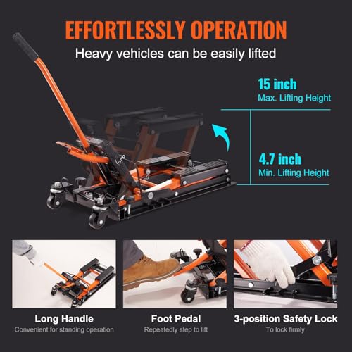 1500 LBS Hydraulic Scissor Motorcycle Jack Stand with 4 Wheels O8087