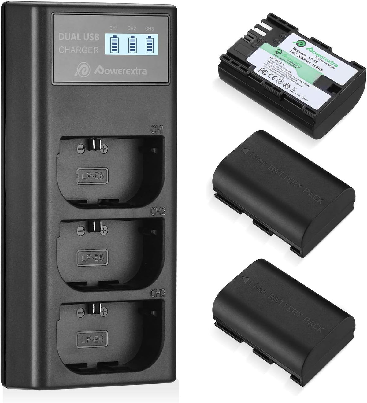 3 Pack Rechargeable Battery and 3 Channel Charger with LCD Display R38940