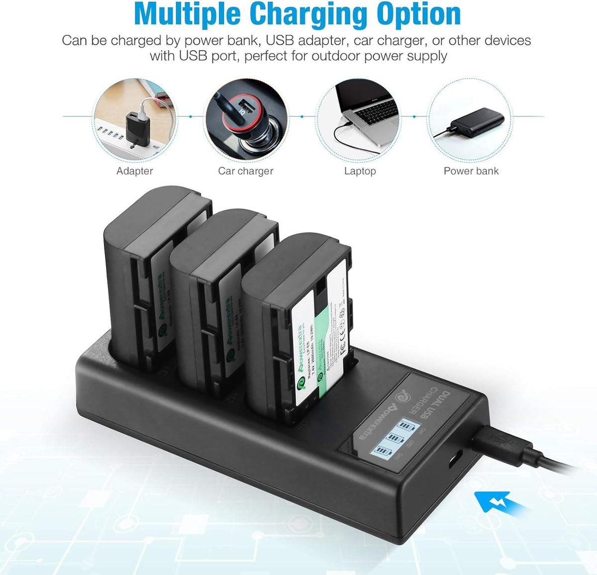 3 Pack Rechargeable Battery and 3 Channel Charger with LCD Display R38940