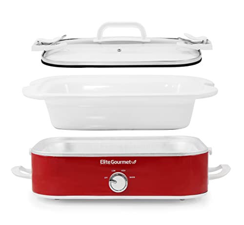 3.5Qt Red Casserole Slow Cooker with Locking Lid H945754