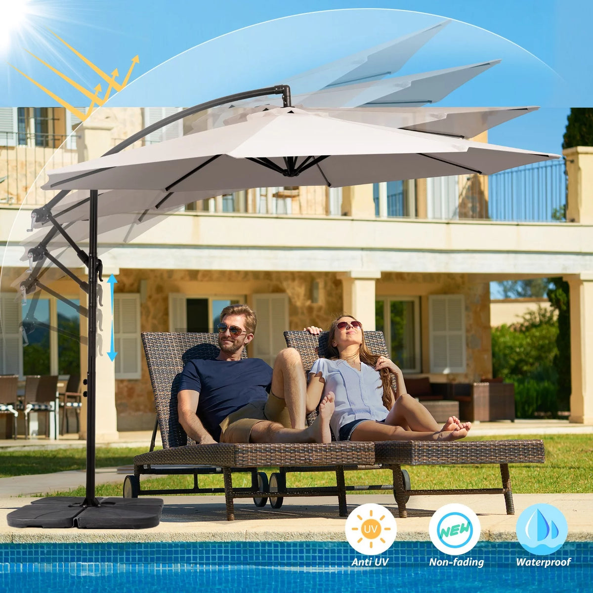 10' Outdoor Hanging Offset Cantilever Umbrella P616325