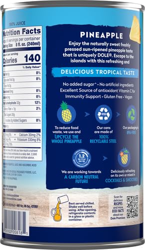 100% Pineapple Juice, 46 Ounce Cans (Pack of 6) G586