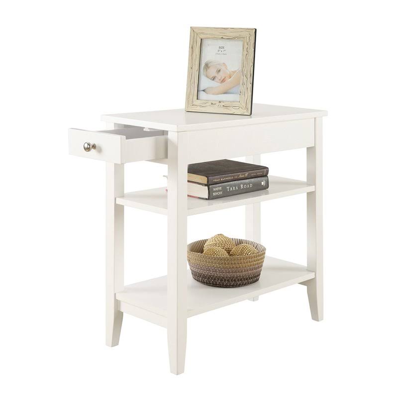 White 3-Tier End Table with Drawer G682440