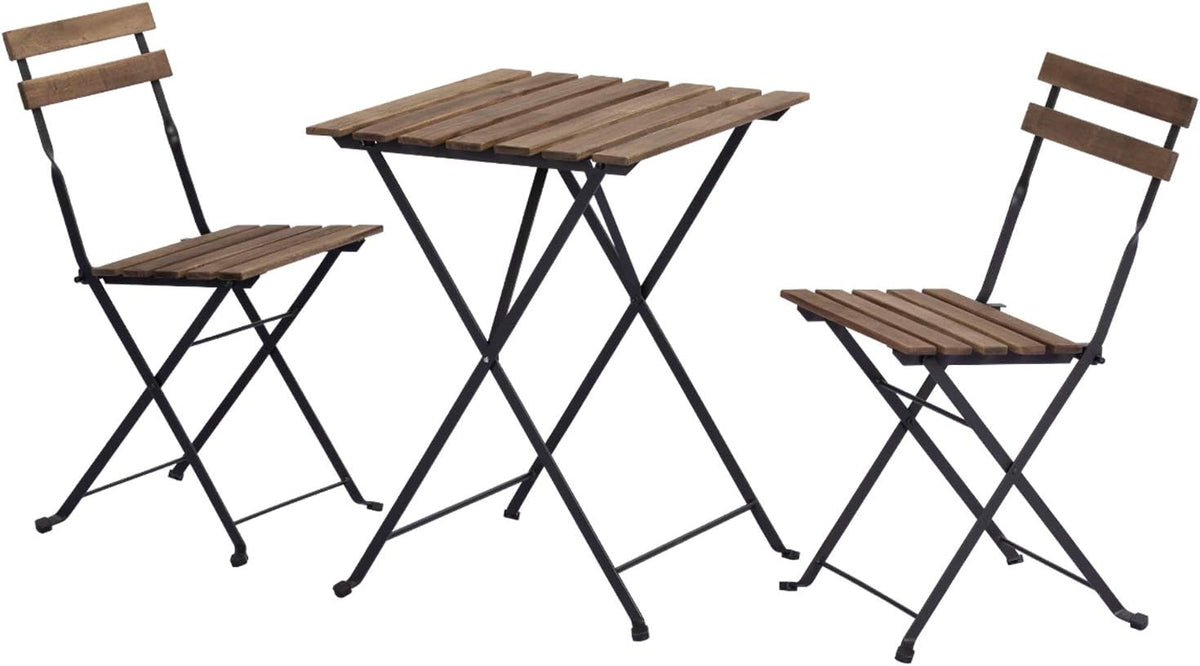 3-Piece Acacia Patio Bistro Set with Folding Table and Chairs U100066