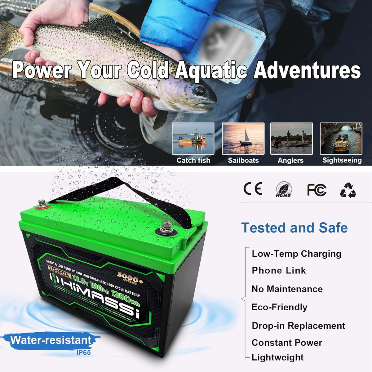 12V 100Ah LiFePO4 Battery with 100A BMS H57239