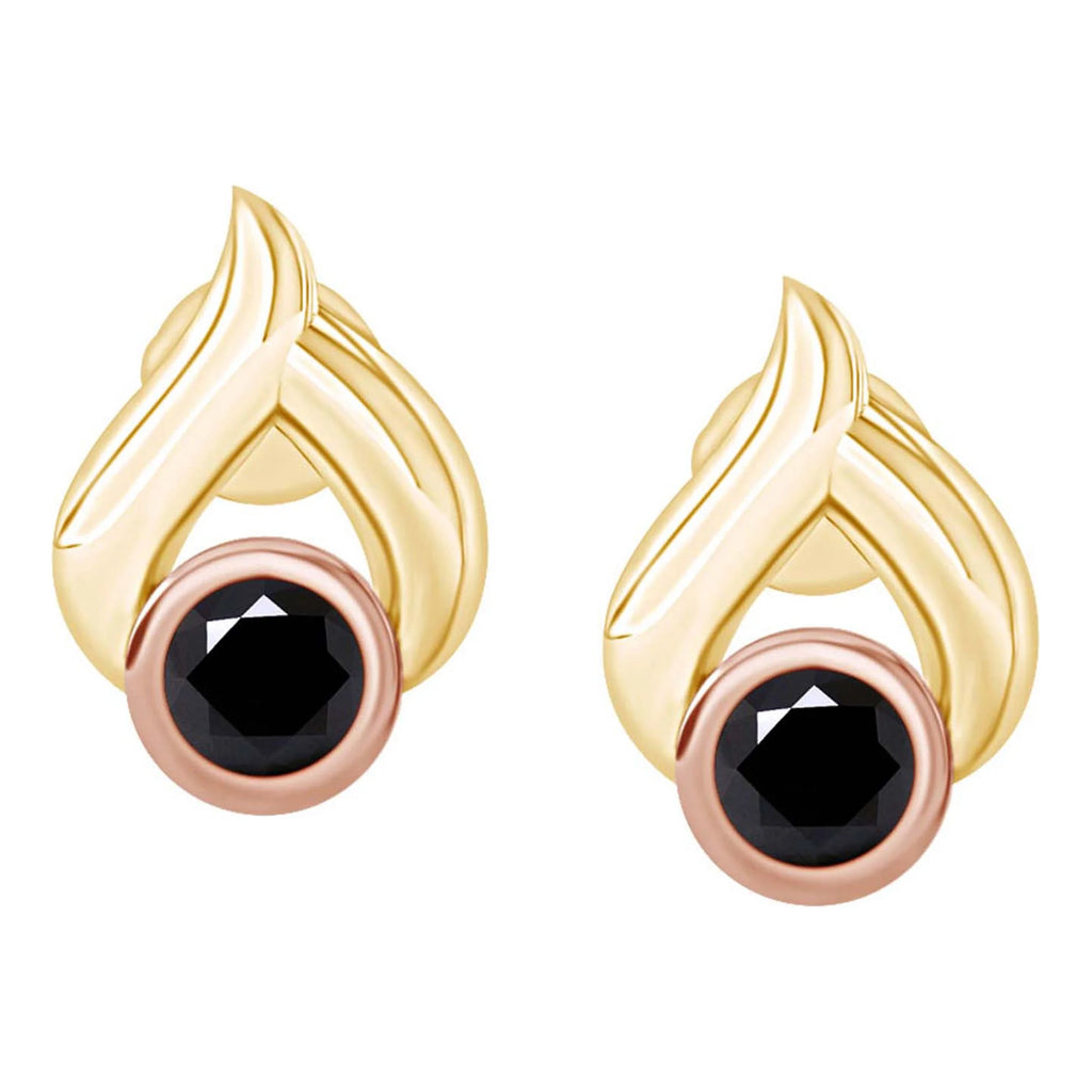 1 Cttw Round Black Natural Diamond Teardrop Stud Earrings 14k Yellow Gold Over Sterling Silver S303257