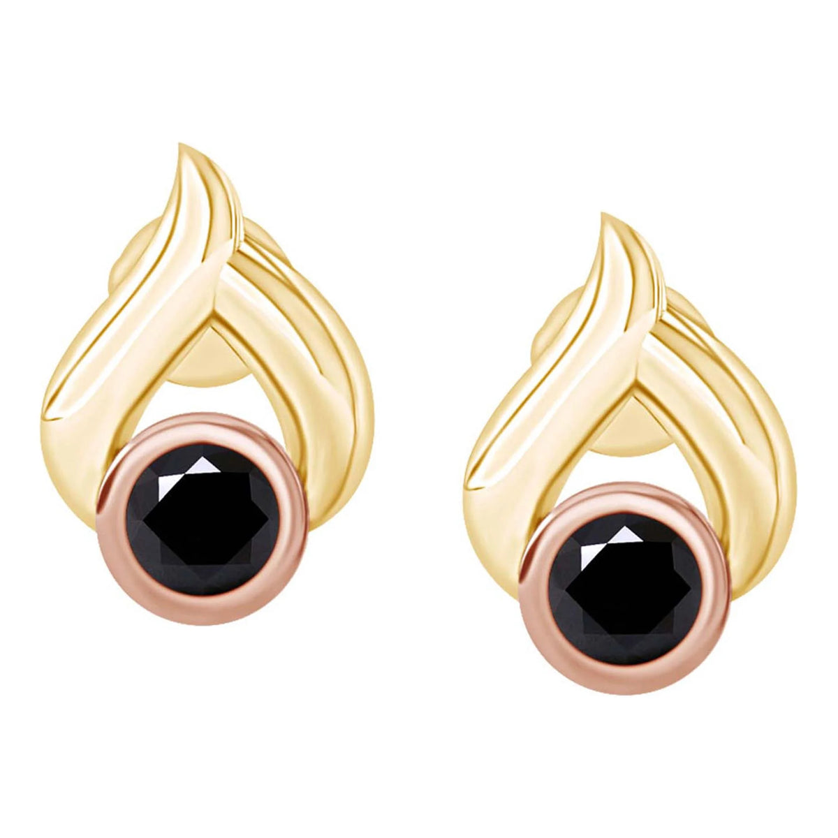 1 Cttw Round Black Natural Diamond Teardrop Stud Earrings 14k Yellow Gold Over Sterling Silver S303257