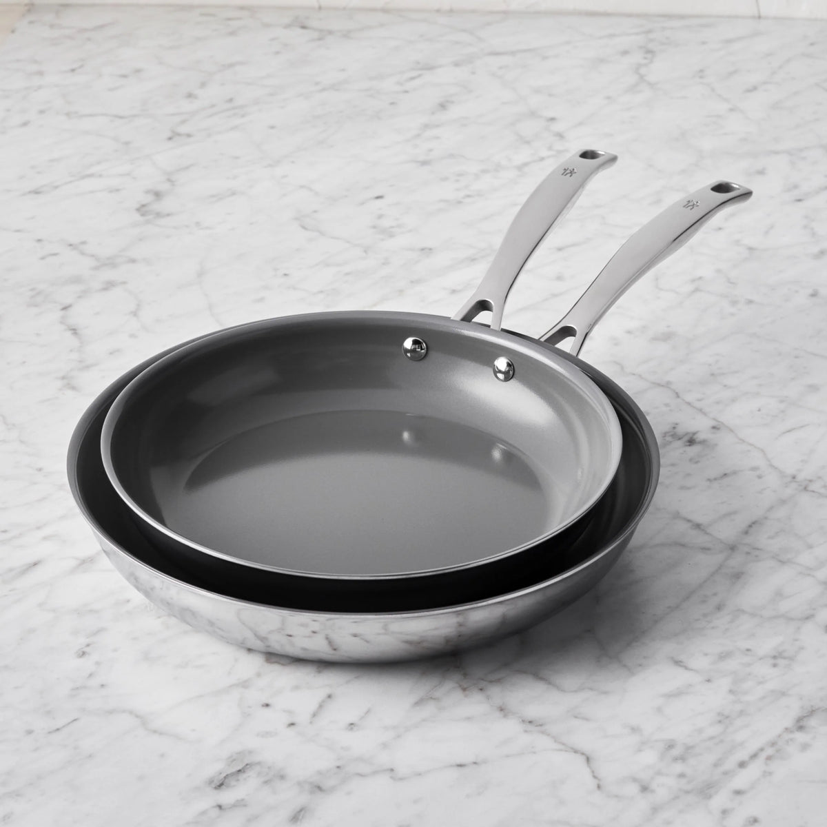 2pc Stainless Steel Ceramic Non-Stick Fry Pan Set F196028
