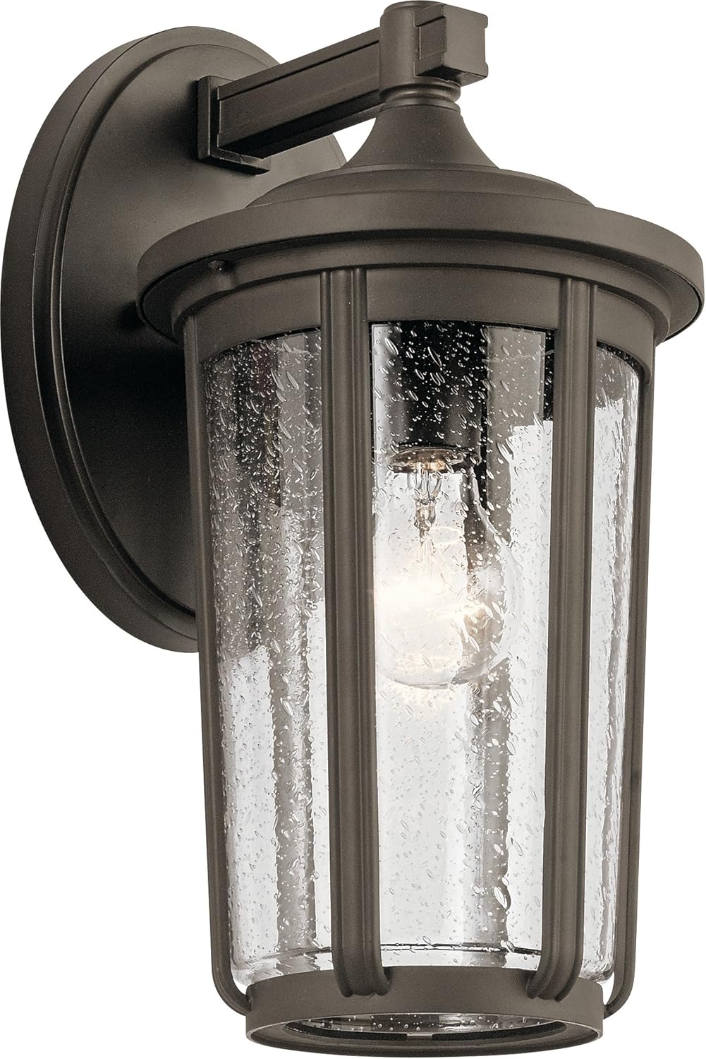 1 Light Outdoor Wall Light with Clear Water Glass in Textured Black U95896