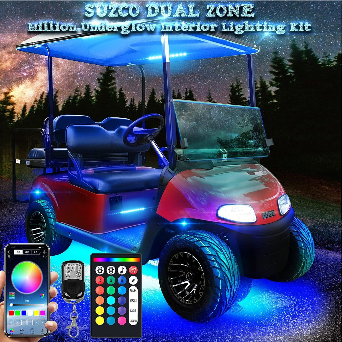 12-pods LED RGB Neon Underglow Rock Lights Kit with 4-Pcs Interior Light Kit, 192LEDs Waterproof 12V M9185