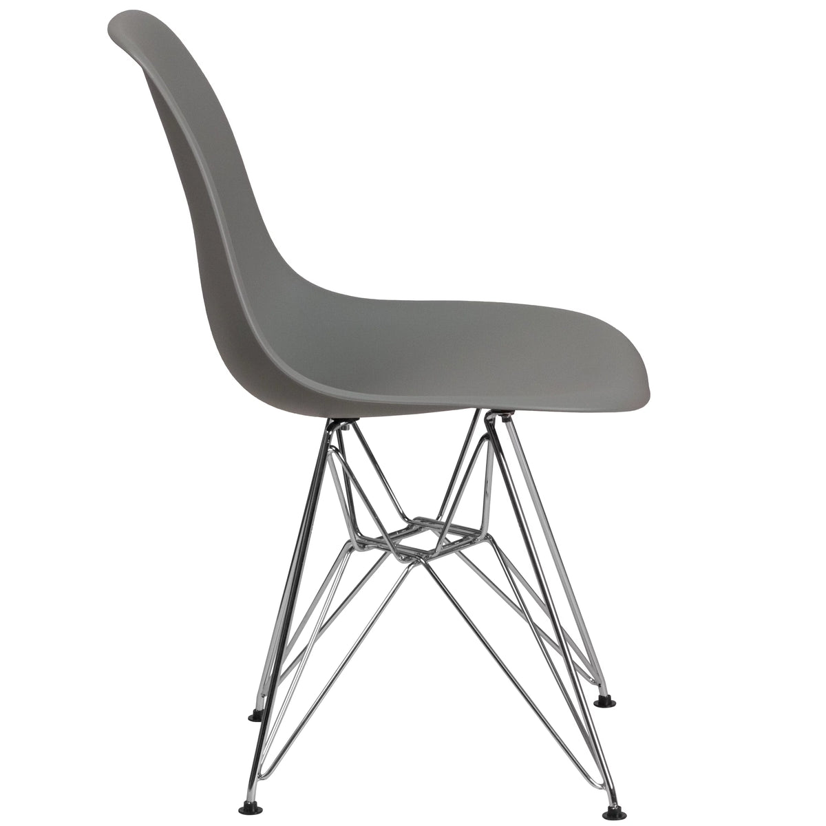 2 Pack Moss Gray Plastic Chair with Chrome Base W57045