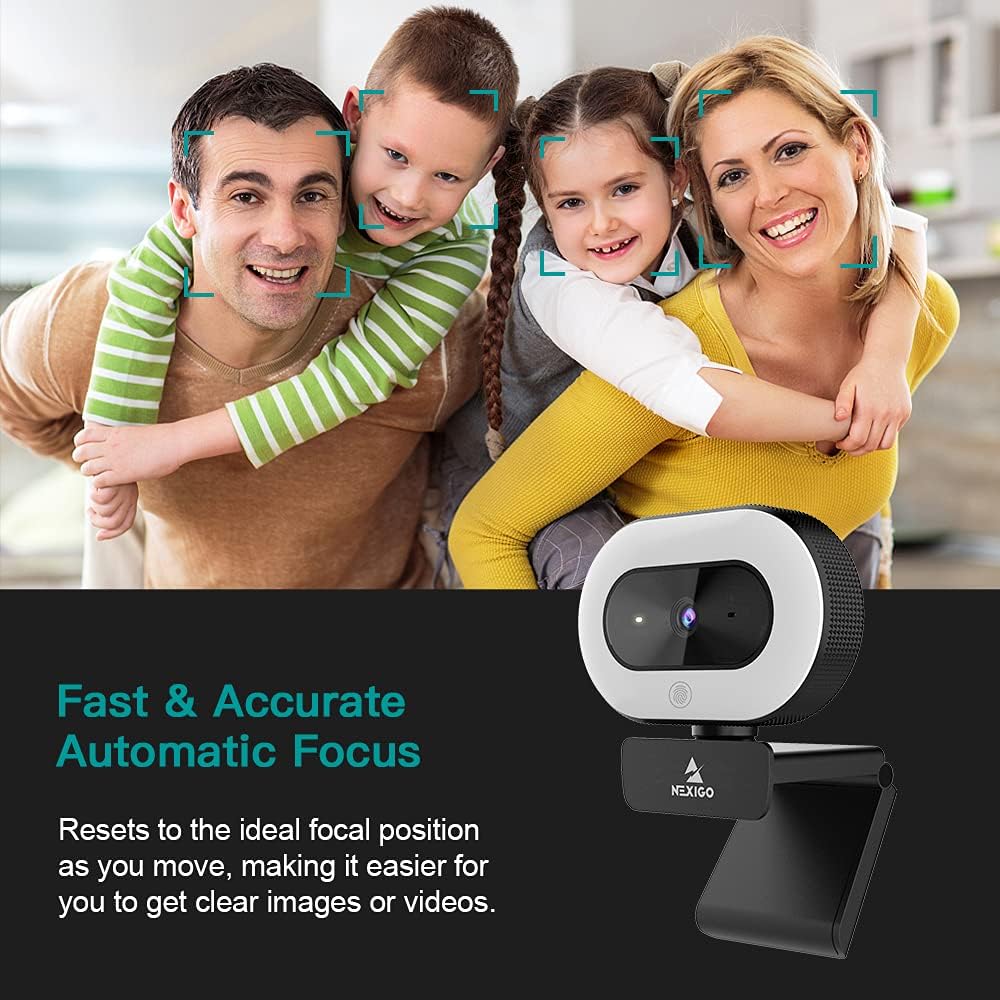 1080P Webcam with Ring Light and Privacy Cover L95652