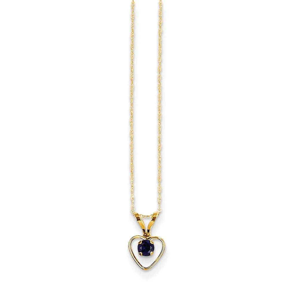 14kt Yellow Gold Sapphire Heart Birthstone Necklace R902231