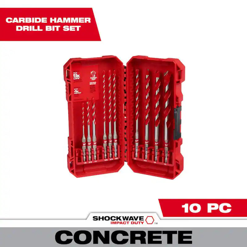 10-Piece Carbide Hammer Drill Bit Set M946