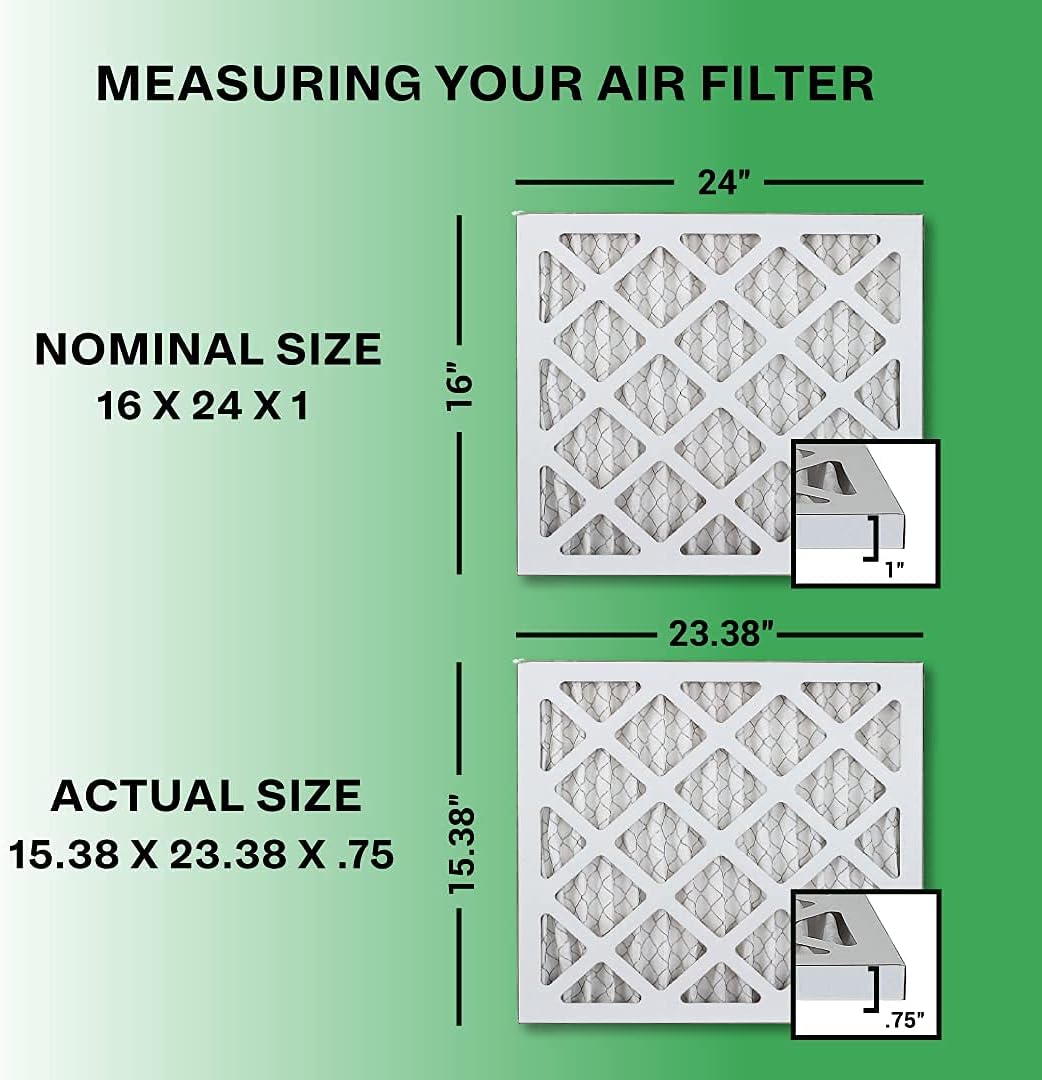 16x24x1 MERV 8 Pleated HVAC AC Furnace Filters with Activated Carbon (4-Pack, Black) P3819