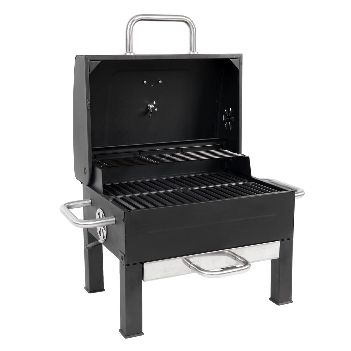 Portable Charcoal Grill Black and Stainless Steel H45212