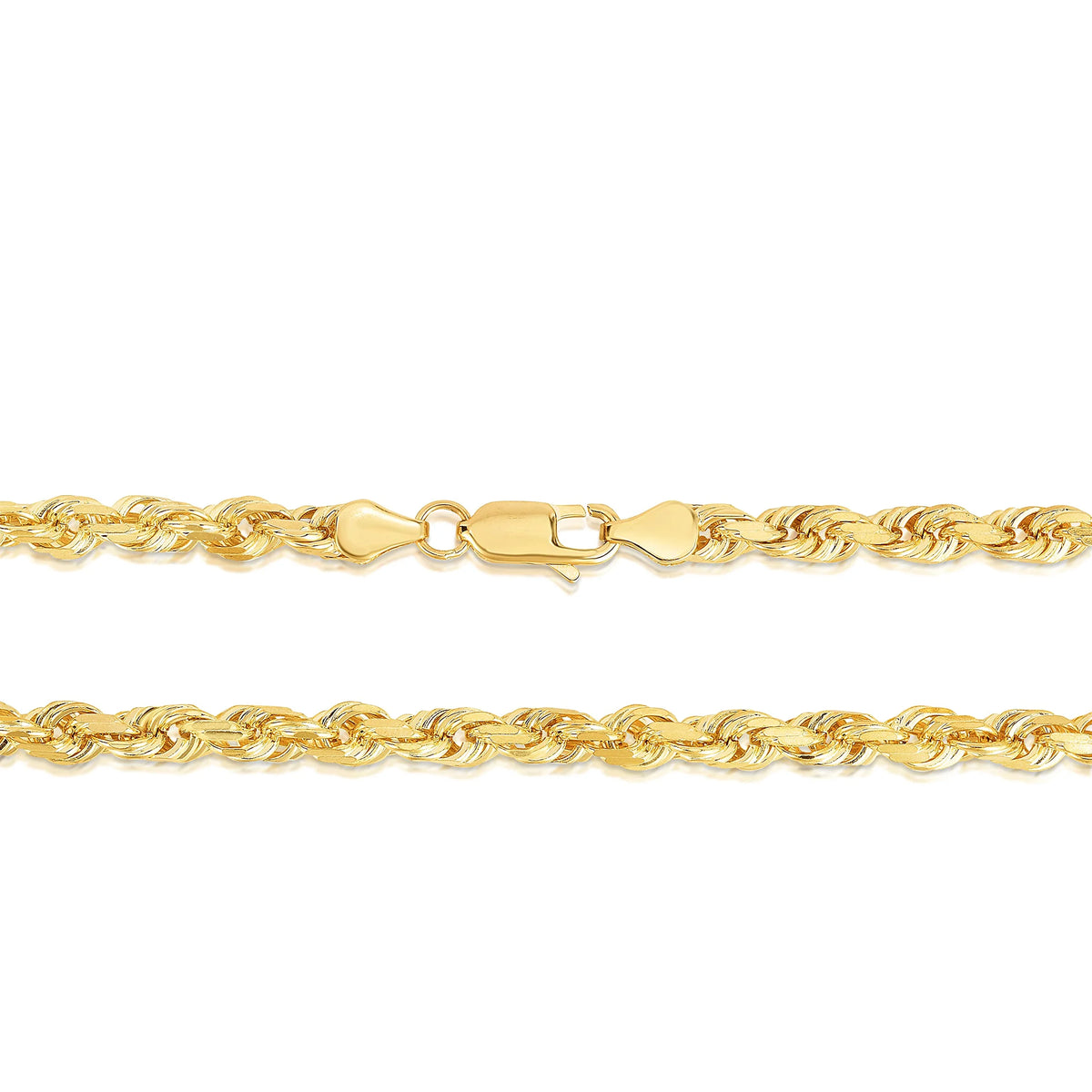 14K Yellow Gold 6mm Solid Rope Chain Necklace E5270