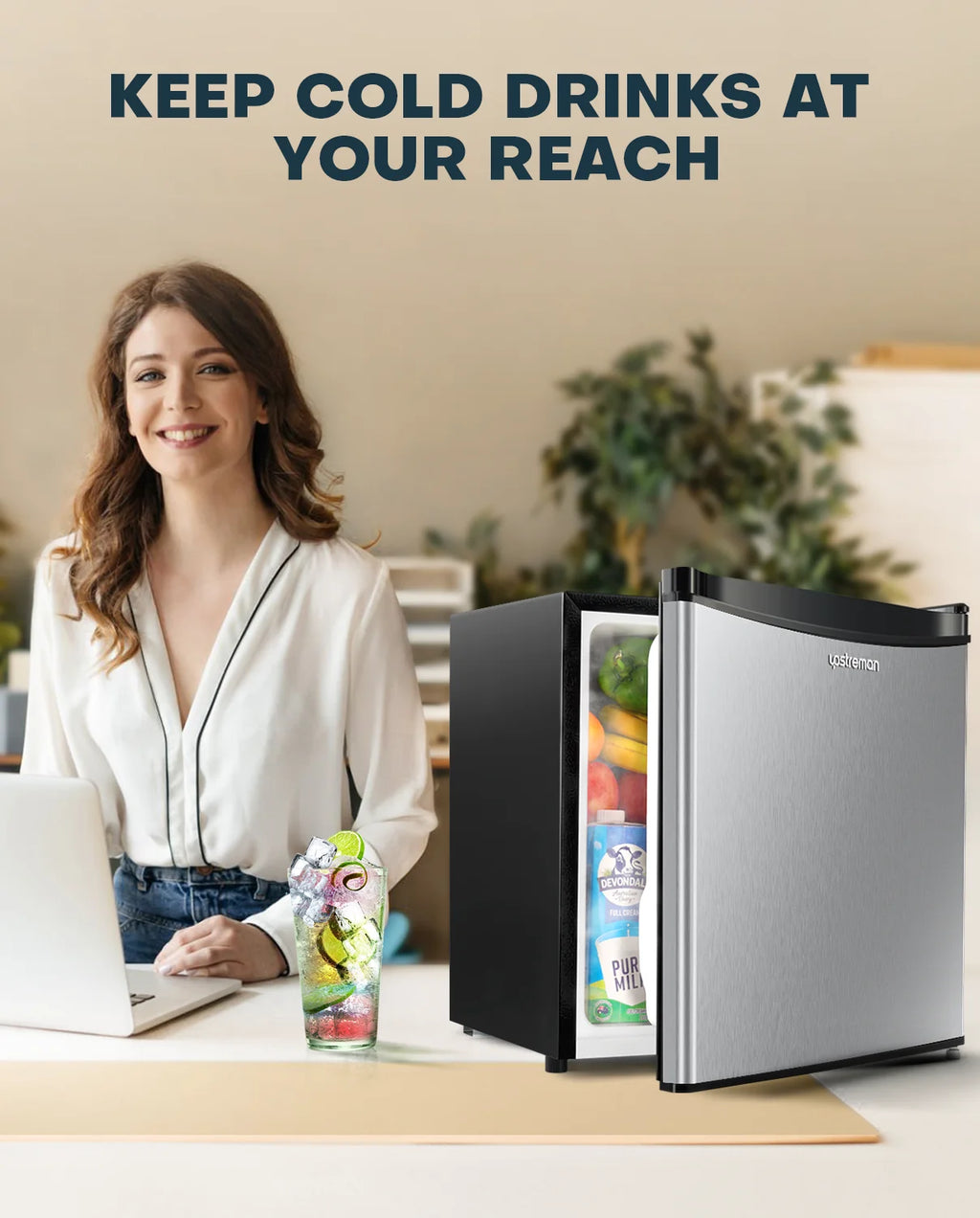 1.7 Cu.ft Mini Fridge with Freezer, Black Compact Refrigerator Z598