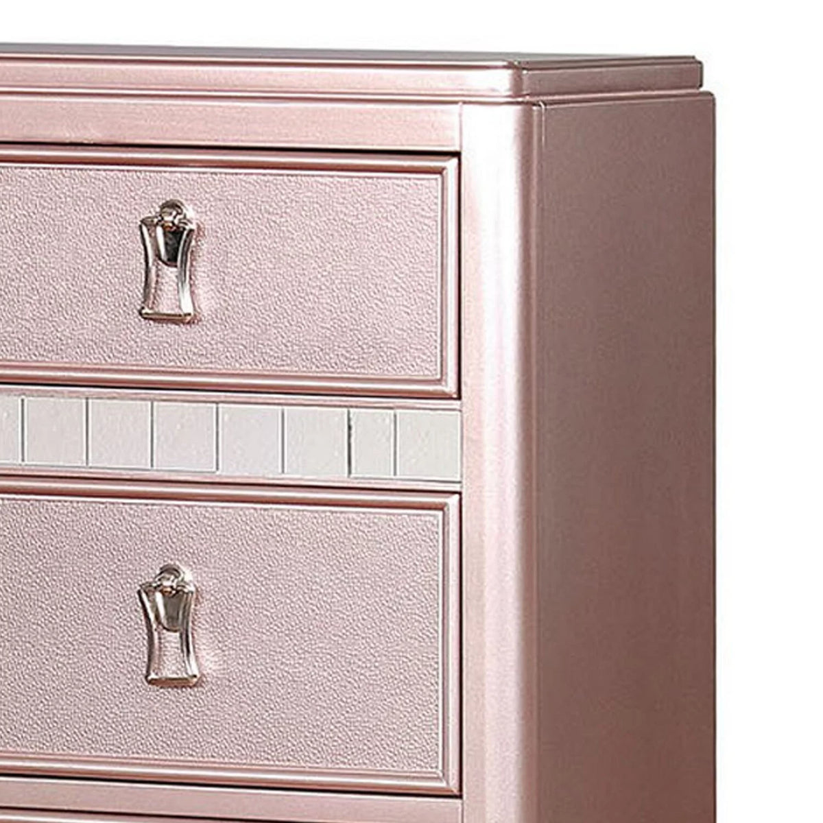 Pink 5 Drawer Solid Wood Chest with Mirror G79261