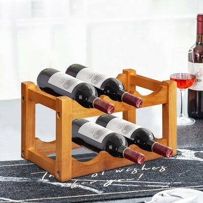 6 Bottle Solid Wood Tabletop Wine Bottle Rack J6507