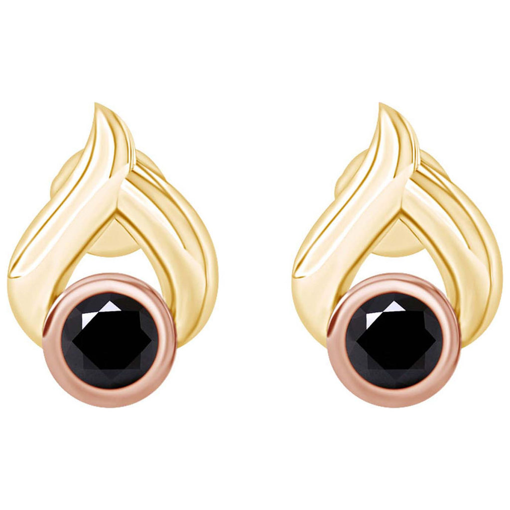 1 Cttw Round Black Natural Diamond Teardrop Stud Earrings 14k Yellow Gold Over Sterling Silver S303257