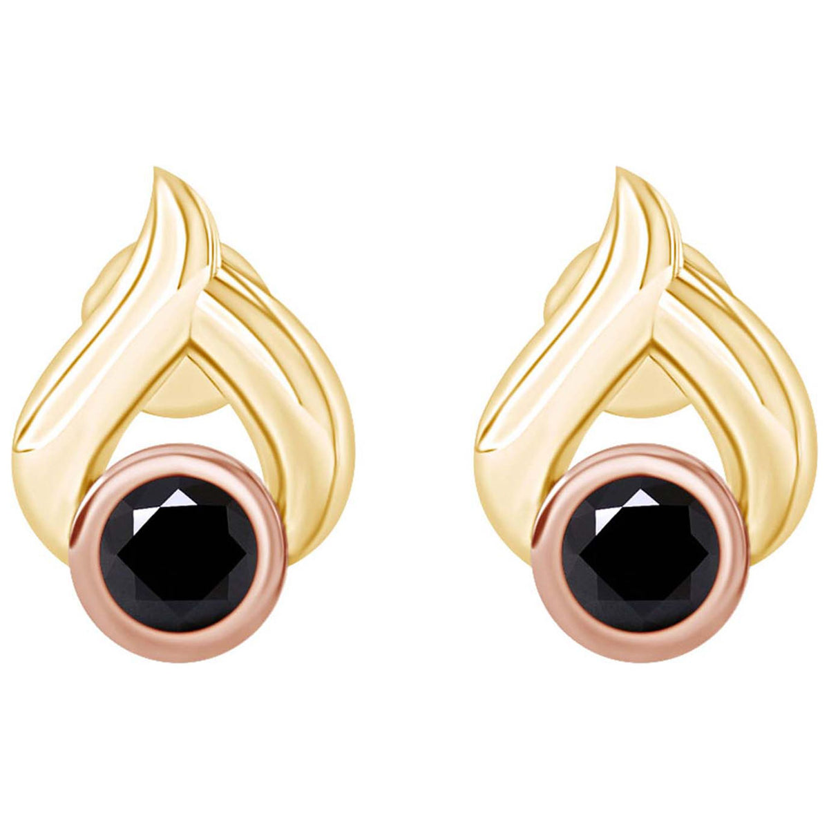 1 Cttw Round Black Natural Diamond Teardrop Stud Earrings 14k Yellow Gold Over Sterling Silver S303257