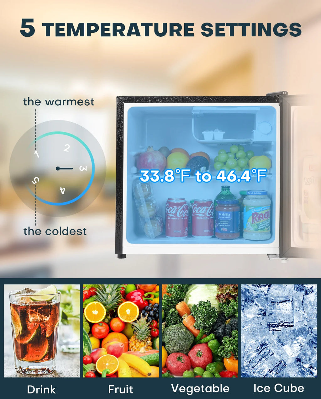 1.7 Cu.ft Mini Fridge with Freezer, Black Compact Refrigerator Z598