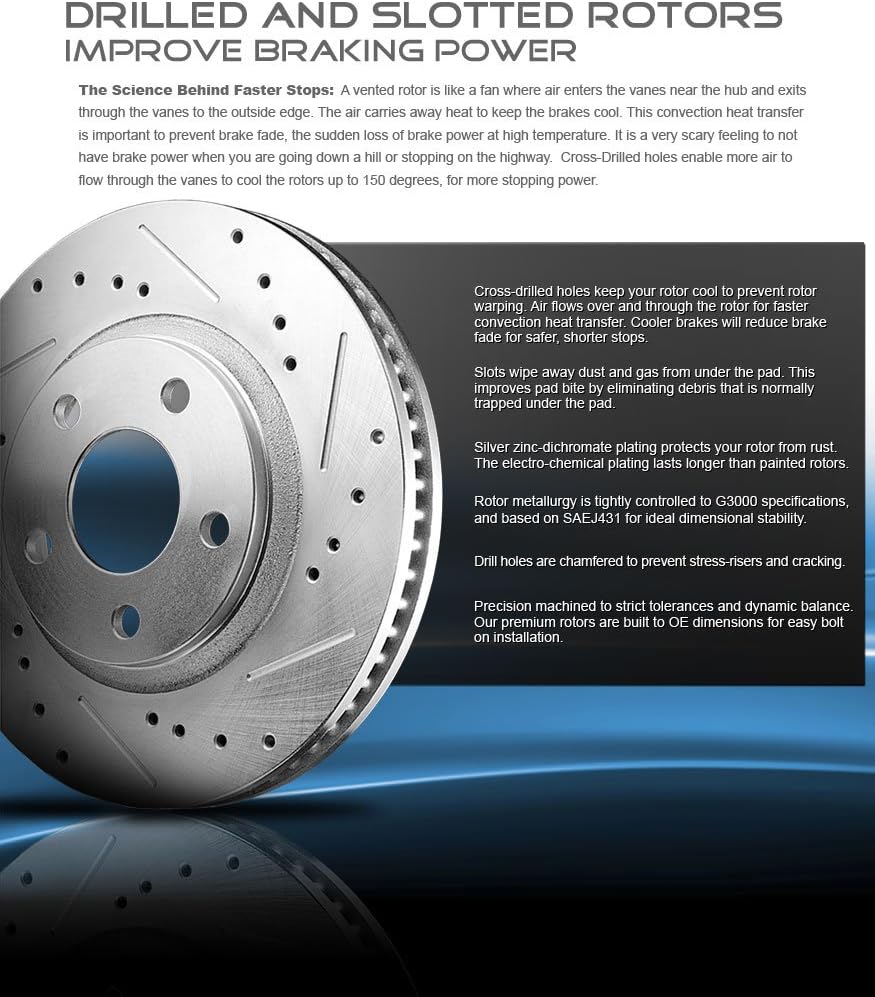 275mm 5 Lug Rotors + Ceramic Brake Pads + Clips B2184