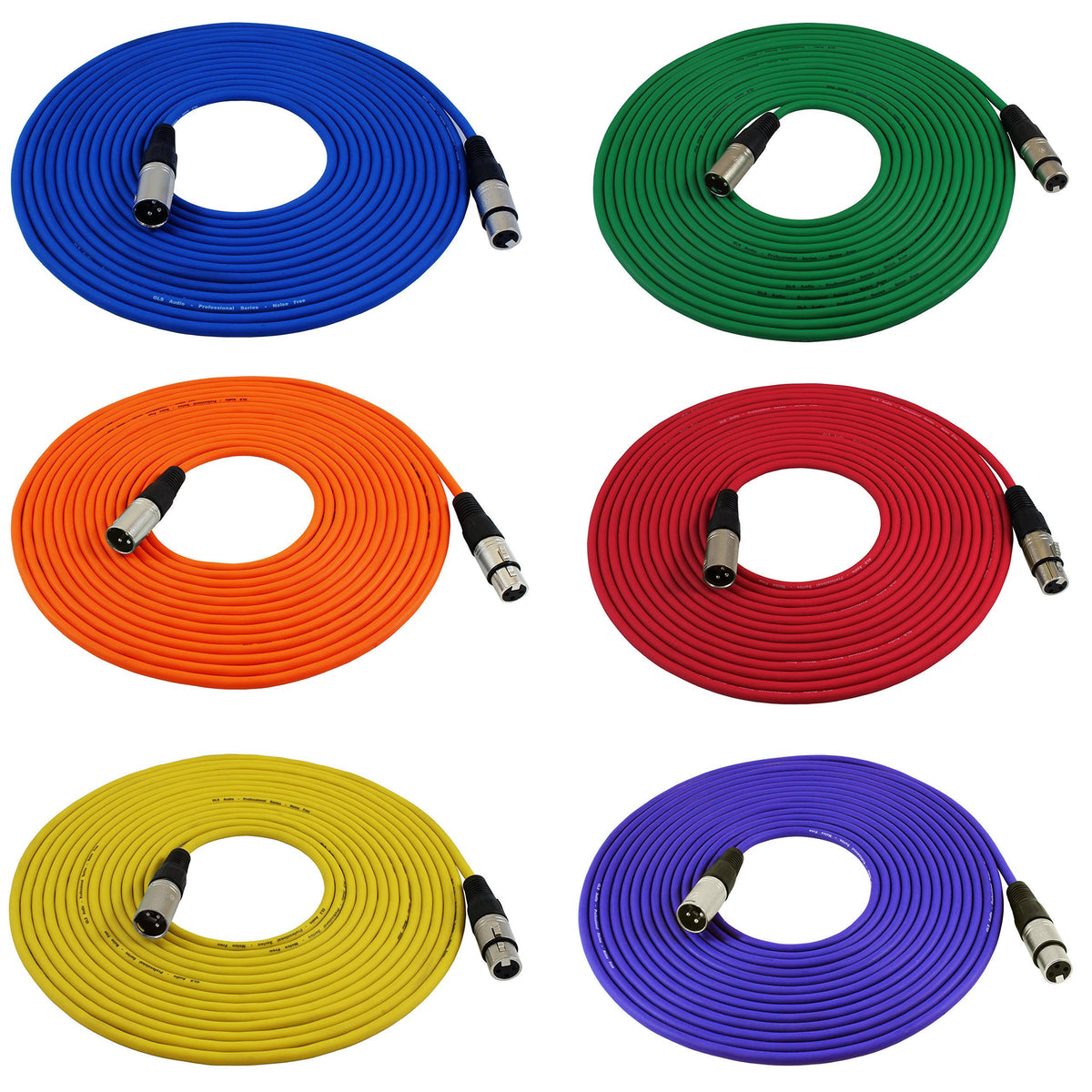 25ft XLR Male to XLR Female Mic Cable 6 Pack Q6512