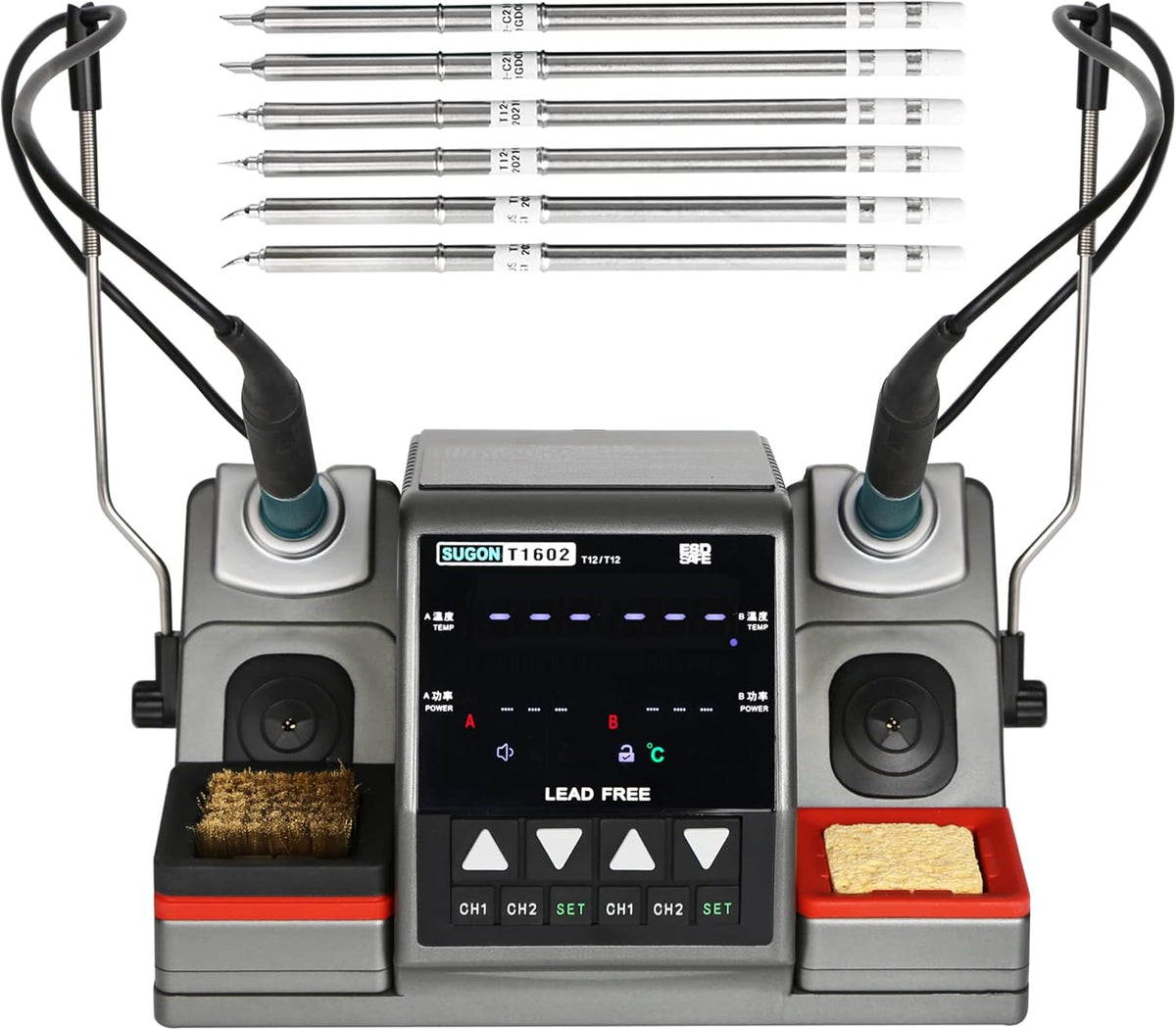 240W 2 in 1 Digital Soldering Station with 2 JBC Soldering Iron Tips S242836