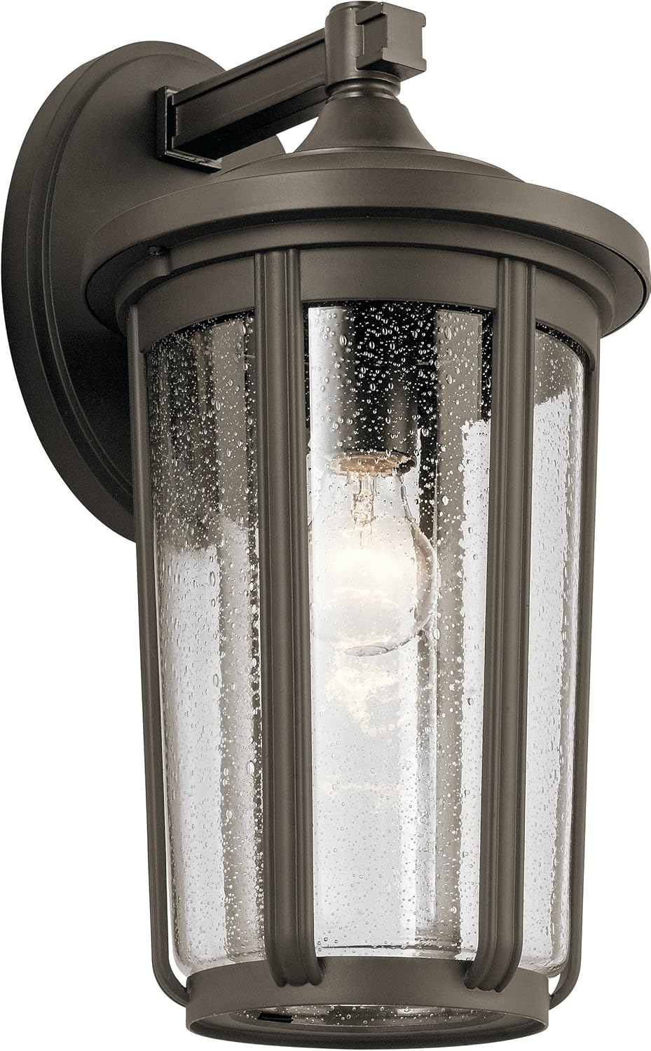 1 Light Outdoor Wall Light with Clear Water Glass in Textured Black U95896