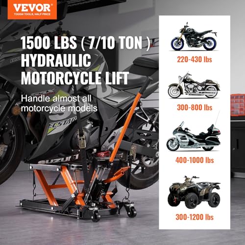1500 LBS Hydraulic Scissor Motorcycle Jack Stand with 4 Wheels O8087