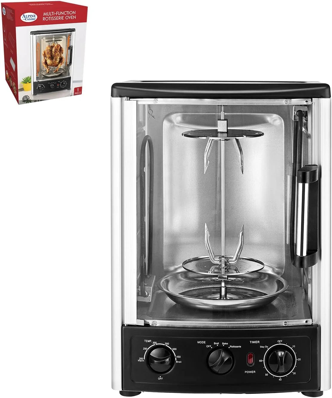 23L 1500W Roaster Oven with Rotisserie Spit Bake Rack Bake Tray & Kebab Skewers Set L5833