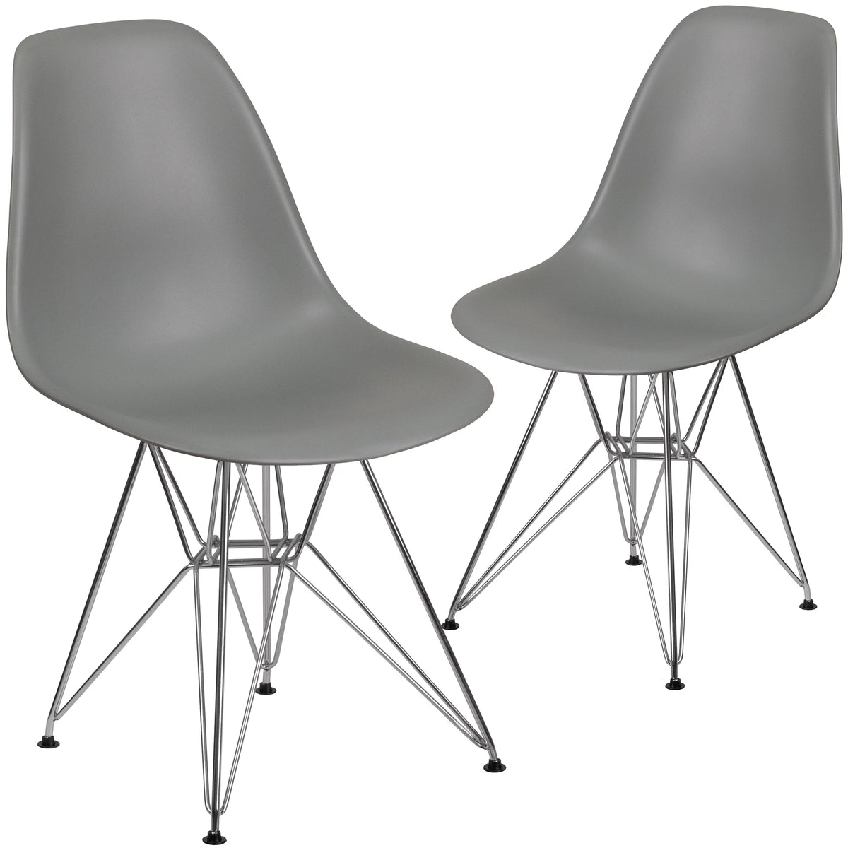 2 Pack Moss Gray Plastic Chair with Chrome Base W57045