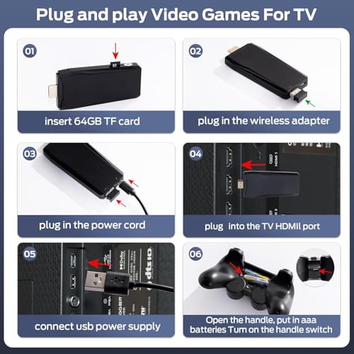 Wireless Retro Game Console, 4K HDMI, 2.4GHz Wireless Controller, 64G M369370
