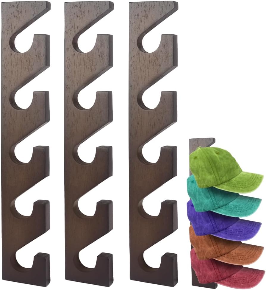 3 Pcs Wall Mounted Wooden Hat Rack T70613