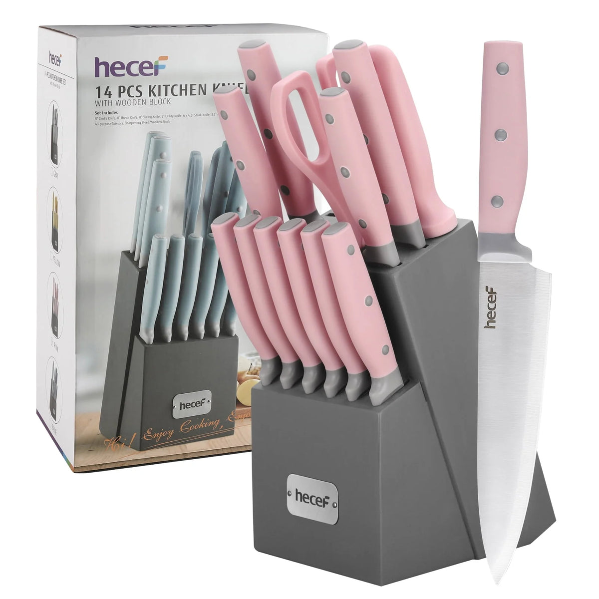 14 Pcs High Carbon Stainless Steel Knife Block Set O74842