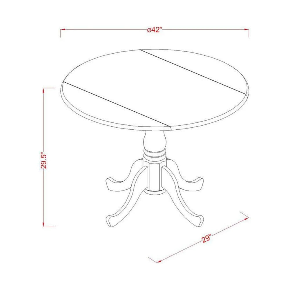 3 Piece Dining Set with Round Dropleaf Table and 2 Upholstered Chairs E383634