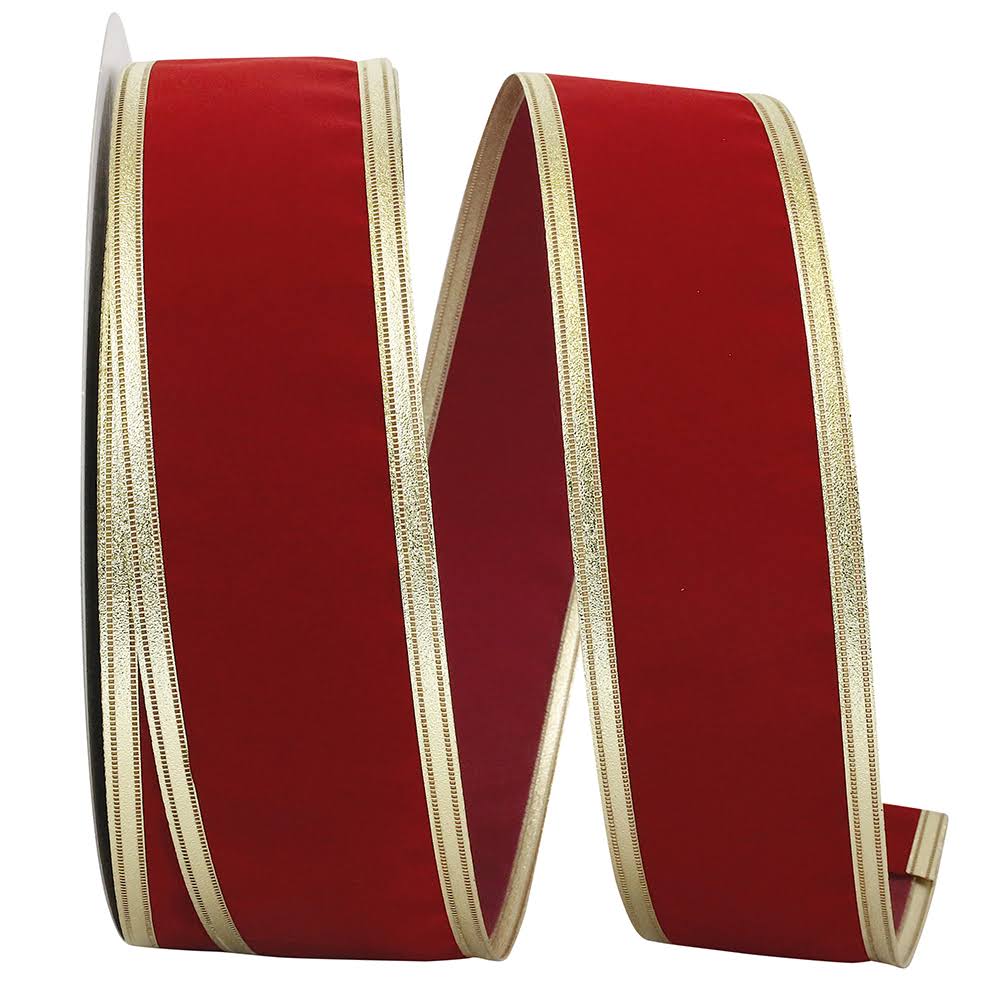 Scarlet 2.5 in. x 50 Yards Velvet Wired Edge Ribbon C689