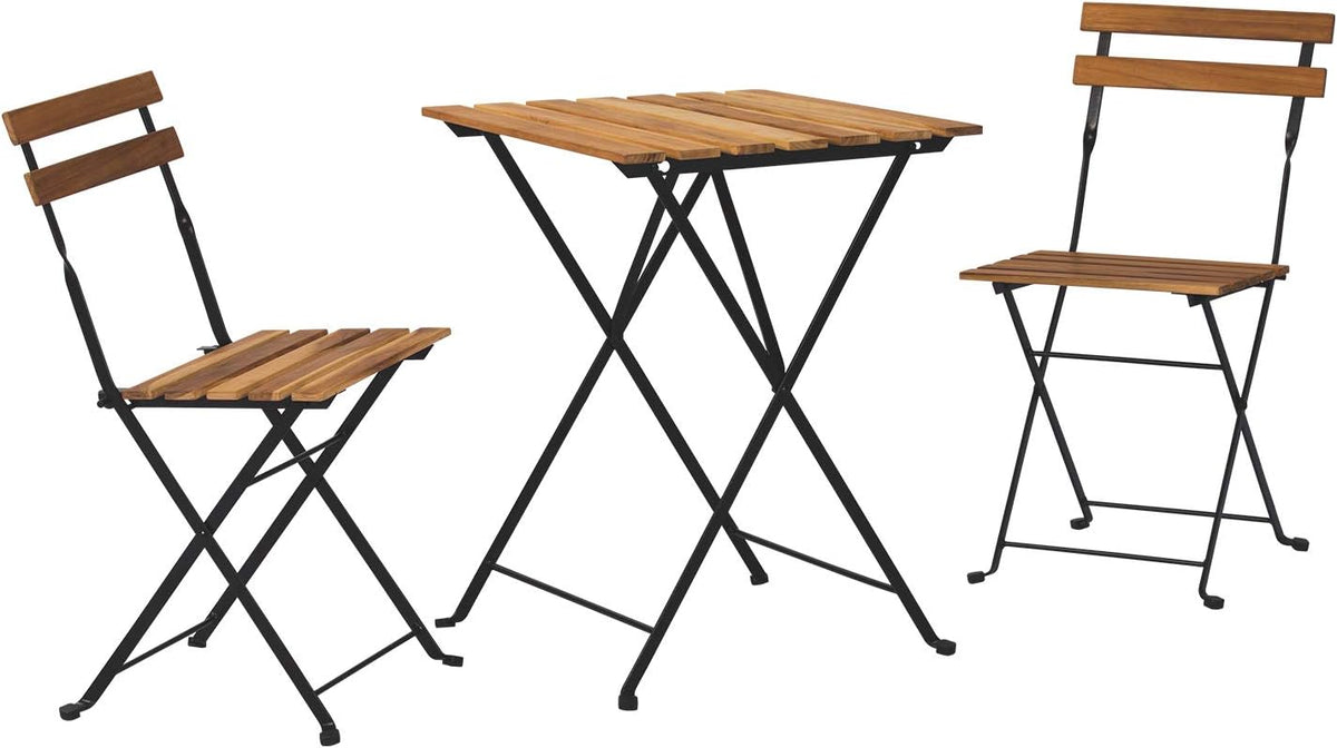 3-Piece Acacia Patio Bistro Set with Folding Table and Chairs U100066