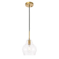 1-Light Pendant in Brass with Clear Seeded Glass L763