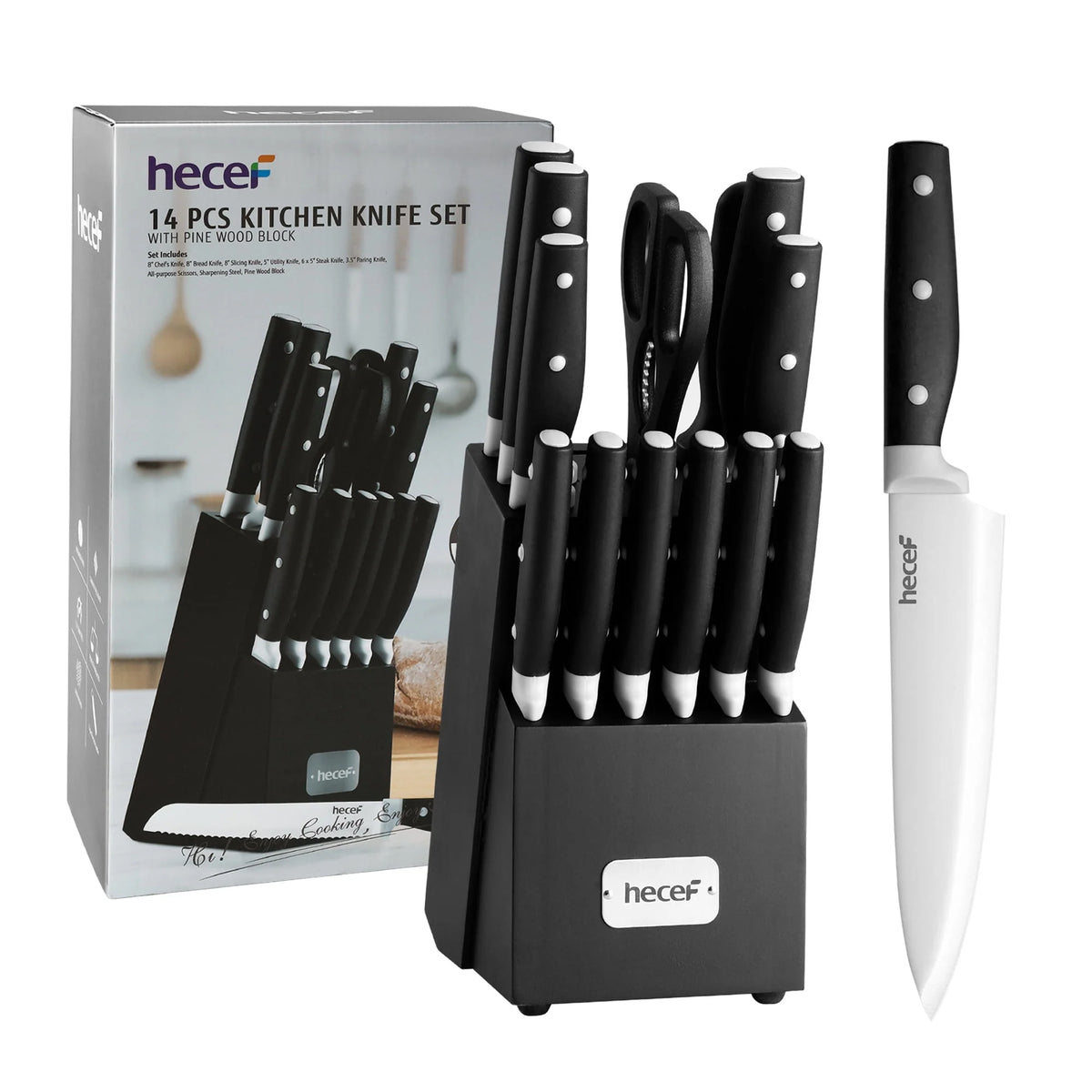 14 Pcs High Carbon Stainless Steel Knife Block Set O74842