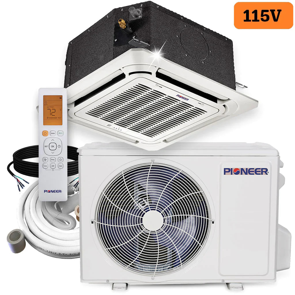 12,000 BTU 8-Way Compact Cassette Mini-Split Air Conditioner Heat Pump R3806