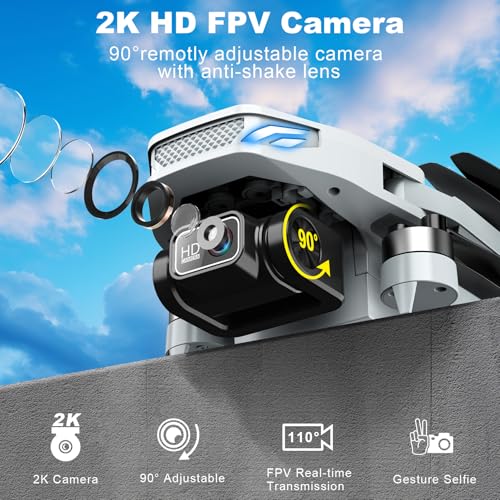 2K HD FPV Drone with Camera, Brushless Motor, Foldable E5354