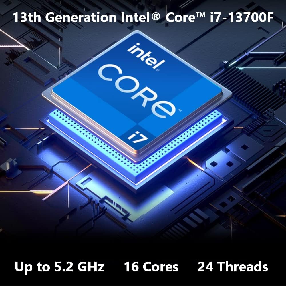 13th Gen Intel Core i7-13700F 16-Core NVIDIA GeForce RTX 3070 16GB DDR5 1TB PCIe Gen 4 SSD Gaming Desktop J406