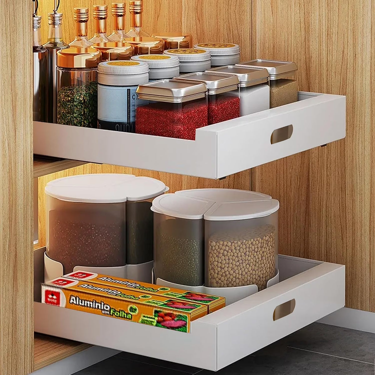 2 Pack Pull Out Drawers for Cabinets, 10W x 16.9D x 3.1H Carbon Steel Q76324
