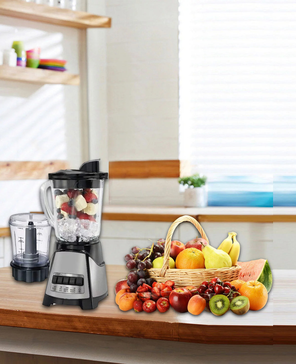 Countertop Blender with 40oz Glass Jar and Vegetable Chopper E73052