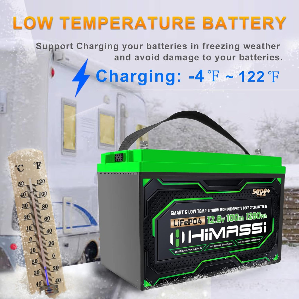 12V 100Ah LiFePO4 Battery with 100A BMS H57239