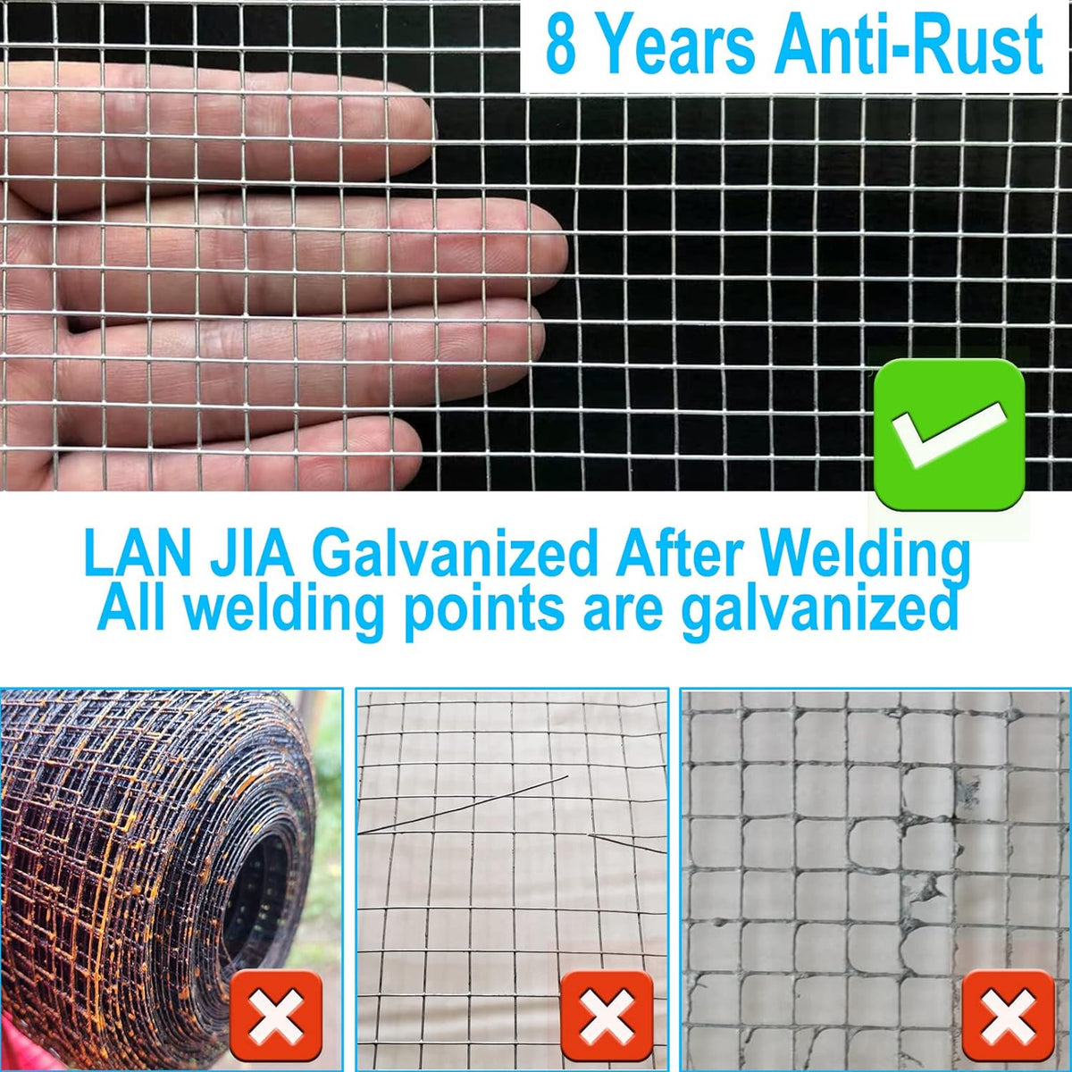 1/2inch Galvanized Hardware Cloth 24" x 100' 19 Gauge Chicken Wire Mesh Roll I407168