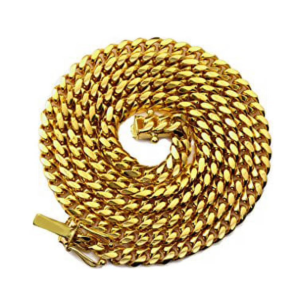 10K Yellow Gold Miami Cuban Link Chain Necklace Q262